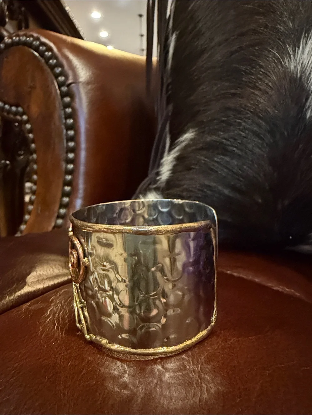 Ornate Swirl Metal Cuff Bracelet in Mixed Metallics